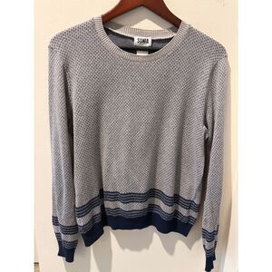Sonia by Sonia Rykiel Light Gray Crewneck Sweater with Navy Trim lightweight szL